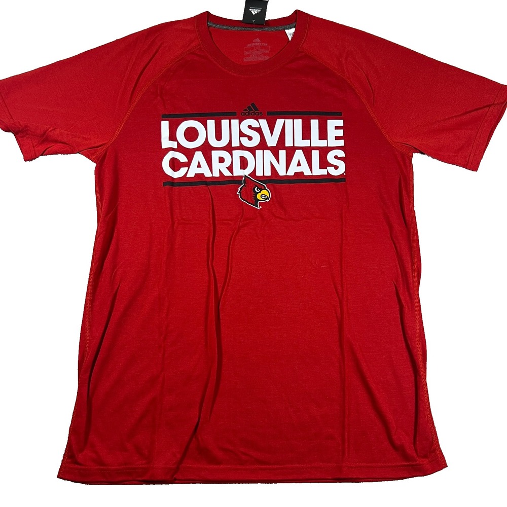 Adidas Mens Large Red NCAA Louisville Cardinals Football Ultimate T-Shirt NWT